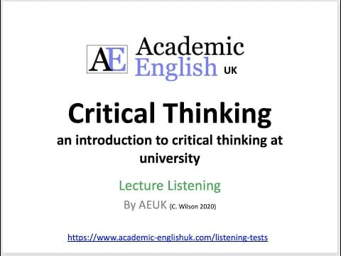 Critical Thinking Lecture: an introduction to critical thinking thumbnail