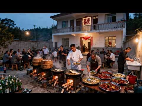 在中国农村院子里为200名村民准备丰盛晚宴！露天厨房，生猛的制作厨艺，每桌宴席仅需40美元！ thumbnail