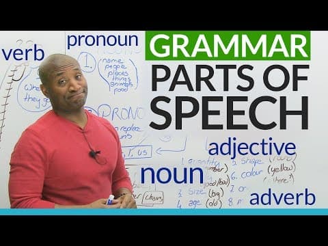 Basic English Grammar: Parts of Speech – noun, verb, adjective, pronoun, adverb... thumbnail