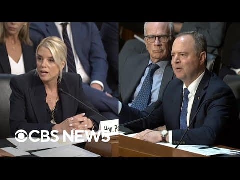 Watch: Bondi has heated back-and-forth with Schiff during questioning about Homan thumbnail