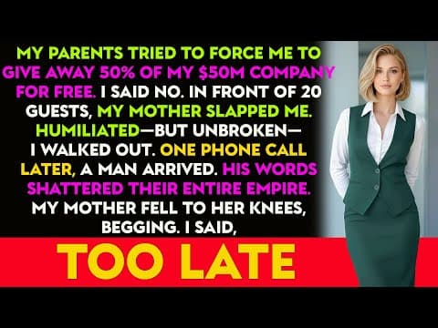 At Christmas dinner, my parents demanded 50% of my $50M company for my sister. I said no—Mom hit me thumbnail