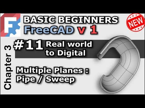 Basic Beginners FreeCAD v1 / 0.22 | Lesson 11 | Modeling on Multiple Planes | Sweep | Pipe thumbnail