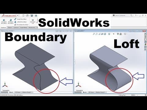SolidWorks Boundary Boss Base Tutorial and Difference between Loft and Boundary in SolidWorks thumbnail