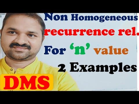 Non homogeneous Recurrence Relation for 'n' value || DMS || DMGT || MFCS || 2 Solved Examples thumbnail