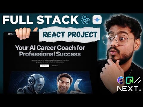 Full Stack React Project ( AI Career Coach ) - Next JS, Tailwind, Gemini AI, Prisma, Shadcn UI 🔥 thumbnail