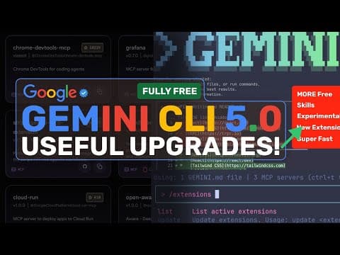 Gemini CLI (New Upgrades - 5.0): Better Free Limits, Skills, Conductor & MORE! thumbnail