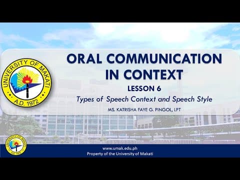 Lesson 6: Types of Speech Context and Speech Style | Oral Communication in Context thumbnail