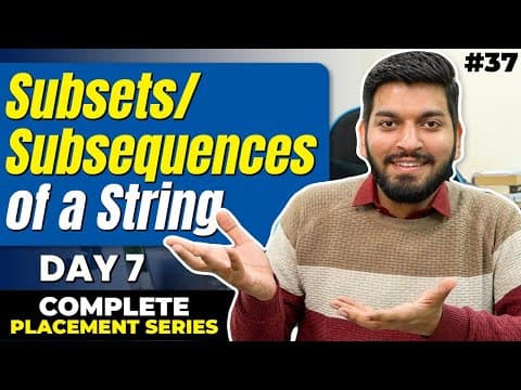 Lecture37: Recursion - Subsets / Subsequences of String [Theory + Code] thumbnail