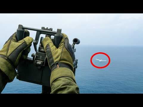 US Door Gunner in Action - GAU-21 Shreds Houthi Drone in Seconds thumbnail