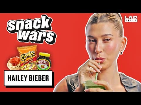 Hailey Bieber Tries British Snacks For The First Time | Snack Wars thumbnail