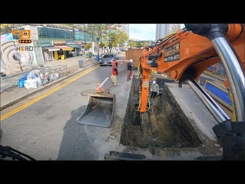 영웅건기 엥콘틸트로테이터(engcon tiltrotator)활용 지역난방 200A 분기 터파기 가시설작업. part.5 thumbnail
