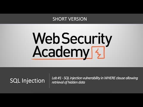 SQL Injection - Lab #1 SQL injection vulnerability in WHERE clause allowing retrieval of hidden data thumbnail