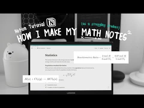 notion tutorial | how to create beautiful math notes in notion thumbnail