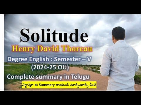 Solitude by Henry David Thoreau in telugu Degree english semester-5 ou #solitude_sem5_summary thumbnail