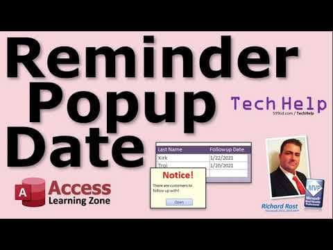 Reminder Popups Part 2: Create Popup Reminders Based on a Date in Microsoft Access thumbnail