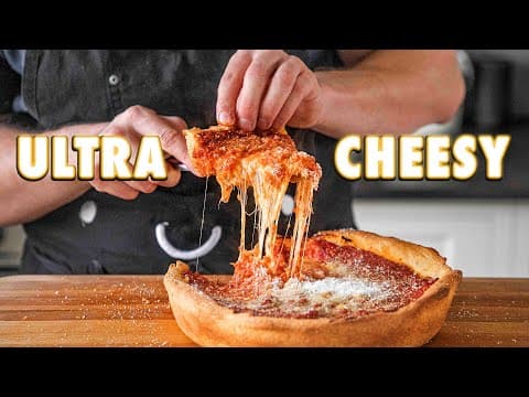 Super Cheesy Homemade Deep Dish Pizza thumbnail