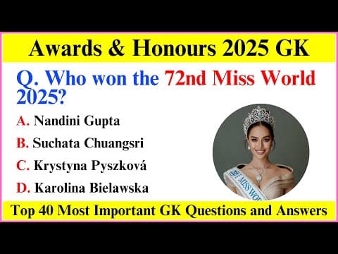Awards and Honours 2025 | Awards Current Affairs 2025 | Current Affairs 2025 | Mcq Mastery thumbnail