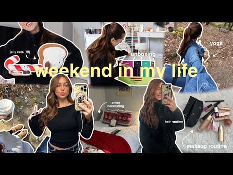 weekend in my life🧘🏻‍♀️🕊️🎀 (decorating for xmas, yoga, unboxings, hair & makeup routines + more) thumbnail