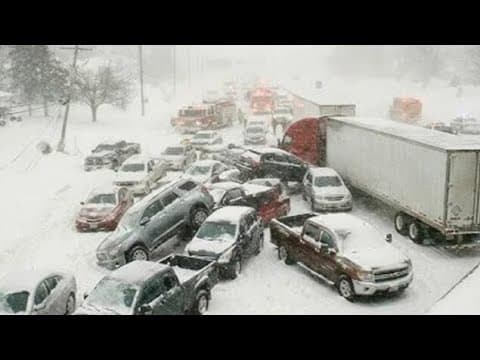 Massive Chaos in New York! Brutal Snow Storm Causing Collision Pile up in i-81 thumbnail