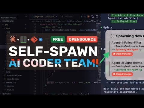 Claude Code / OpenCode + T-Mux + Worktrees: This SELF-SPAWNING AI Coder TEAM is INSANITY! thumbnail