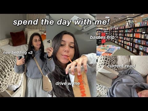 chill day in my life! (cleaning, reading, barnes trip, drive w/ me + more) thumbnail