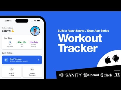 🔴 Let's build an AI Workout Tracker with REACT NATIVE! (Sanity, Clerk, Expo, Nativewind, OpenAI) thumbnail