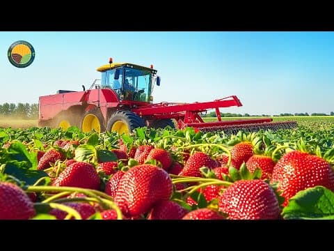 How American Farmers Harvest 9.2 Million Tons of Strawberries by Machine | Farming Documentary thumbnail