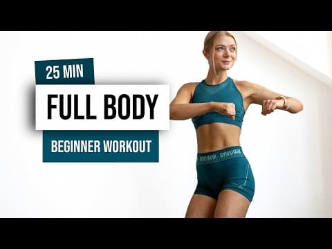 25 MIN FULL BODY HIIT for Beginners - No Equipment - No Repeat Home Workout thumbnail
