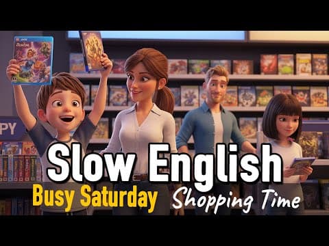 A Busy Saturday in Our Family | Shopping English | Slow Listening & Speaking Practice for Beginners thumbnail