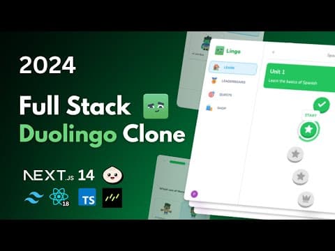 Build a Duolingo Clone With Nextjs, React, Drizzle, Stripe (2024) thumbnail