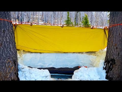 Tarp Camping in Snow and Rain thumbnail