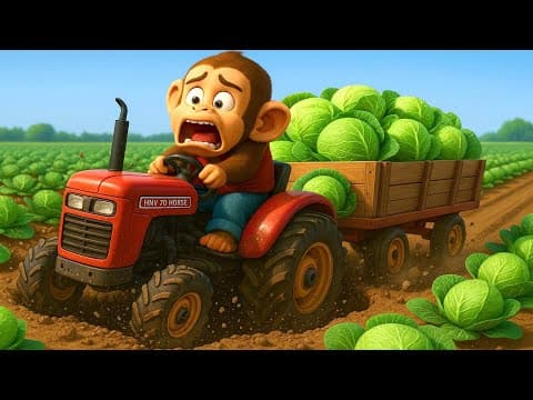 Farm Work: Tractor Crash, Monkey Farmer Harvests Radish Vegetables On Farm | Cobby Farm thumbnail