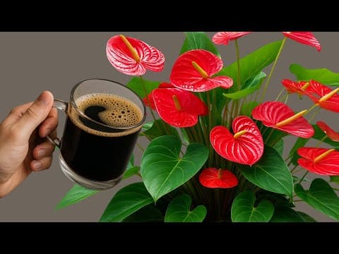 Just Coffee! The Secret to Making Anthuriums Bloom Brightly and Grow All Year Round. thumbnail