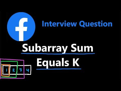 Subarray Sum Equals K - Prefix Sums - Leetcode 560 - Python thumbnail