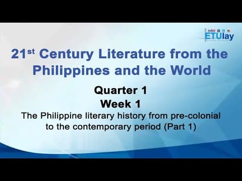 The Philippine literary history from pre-colonial to the contemporary period (Part1) || 21st Century thumbnail