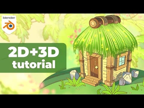 Blender 4.2 2D + 3D Tutorial | Cozy Jungle Hut with Grease Pencil thumbnail