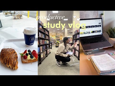 PRODUCTIVE STUDY VLOG 🥐 📓 ⛅️ early morning study, cafe, book haul and getting back on track thumbnail