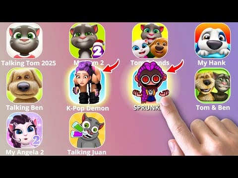 My Talking Tom,KPop Demon Hunters,Roblox,Talking Tom And Friends,Sprunki Incredibox,Talking Angela thumbnail