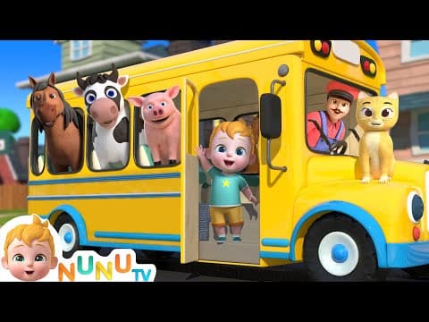 Wheels On The Bus Animals + More Nursery Rhymes & Kids Songs | NuNu Tv thumbnail