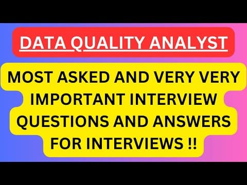 "Data Quality Analyst", Most Asked Interview Q&A in DATA QUALITY ANALYST Interviews! #dataanalytics thumbnail