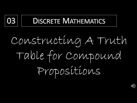 Discrete Math - 1.1.3 Constructing a Truth Table for Compound Propositions thumbnail