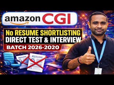 Amazon, CGI, Capheid Biggest Hiring | No Resume Shortlisting | Batch 2026-2020 thumbnail