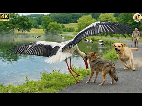 When a Dog Begs for Help to Save a Mother Stork – Rescuing the Injured Mother Stork by the River thumbnail