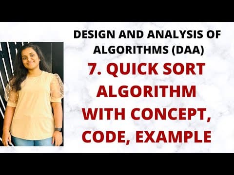 Quick Sort Algorithm - Concept, Code, Example, Time Complexity |L-7||DAA| thumbnail