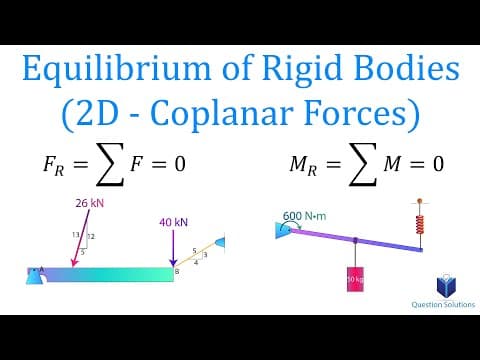 Equilibrium of Rigid Bodies (2D - Coplanar Forces) | Mechanics Statics | (Solved examples) thumbnail