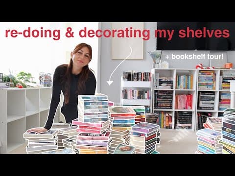 re-organize & decorate my bookshelves with me! 📖⛄️ (bookshelf tour) | bookmas day 3 thumbnail