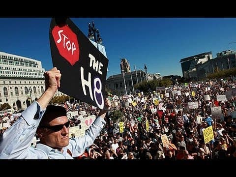 Gay marriage supporters and protesters at supreme court thumbnail
