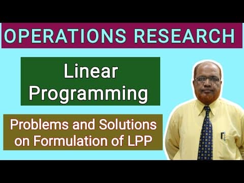 Operations Research II Linear Programming II Problems on Formulation of LPP II Hasham Ali Khan II thumbnail