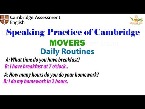 Speaking Practice - MOVERS - Daily Routines thumbnail