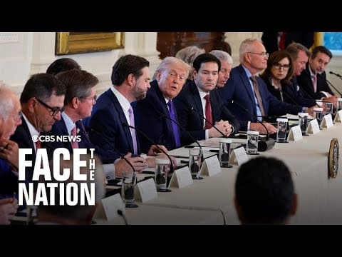 Trump speaks during meeting with oil CEOs about Venezuela | full video thumbnail